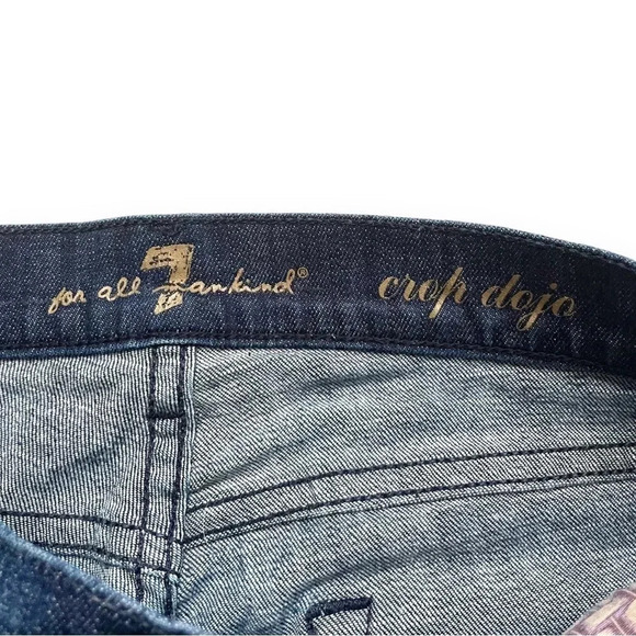 7 For All Mankind Dojo Crop Dark Wash Flare Jeans - Picture 2 of 4